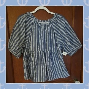 Nwt Blue Striped Women's Top
